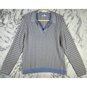 Maurices Womens Size Large Knit Long Sleeve Sweater Blue & Beige